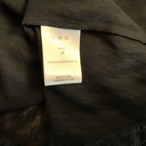 IRO Azade Chiffon Lightweight Textured Black Top Size S Short Sleeve Tunic - Picture 10 of 11